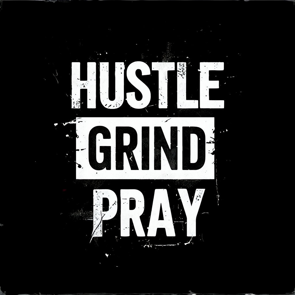 Hustle Grind Pray Motivational Typography Poster