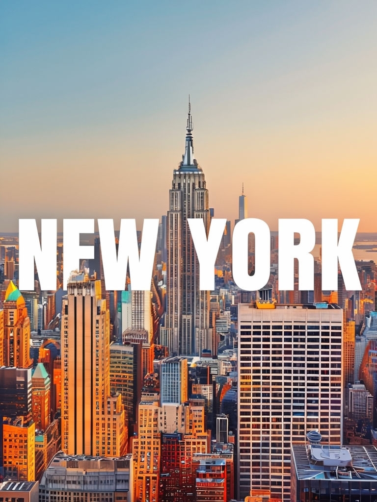Vibrant New York City Skyline During Sunset Poster
