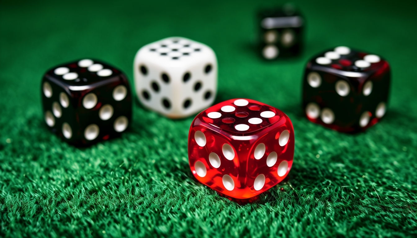 Vibrant Green Casino Dice Close-Up Photography Virtual Background