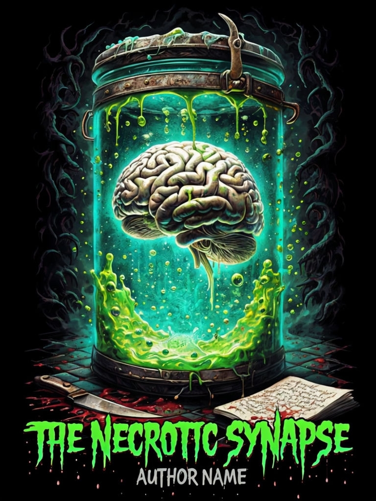 The Necrotic Synapse: Chilling Horror-Themed eBook Cover Design