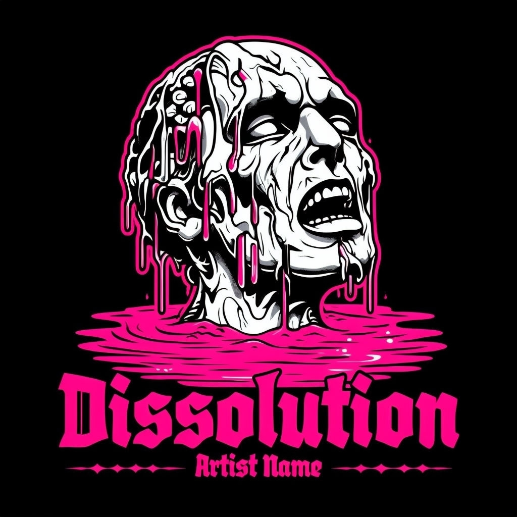 Grotesque Melting Head Graphic Art for Dissolution Album Cover Spotify Album Cover