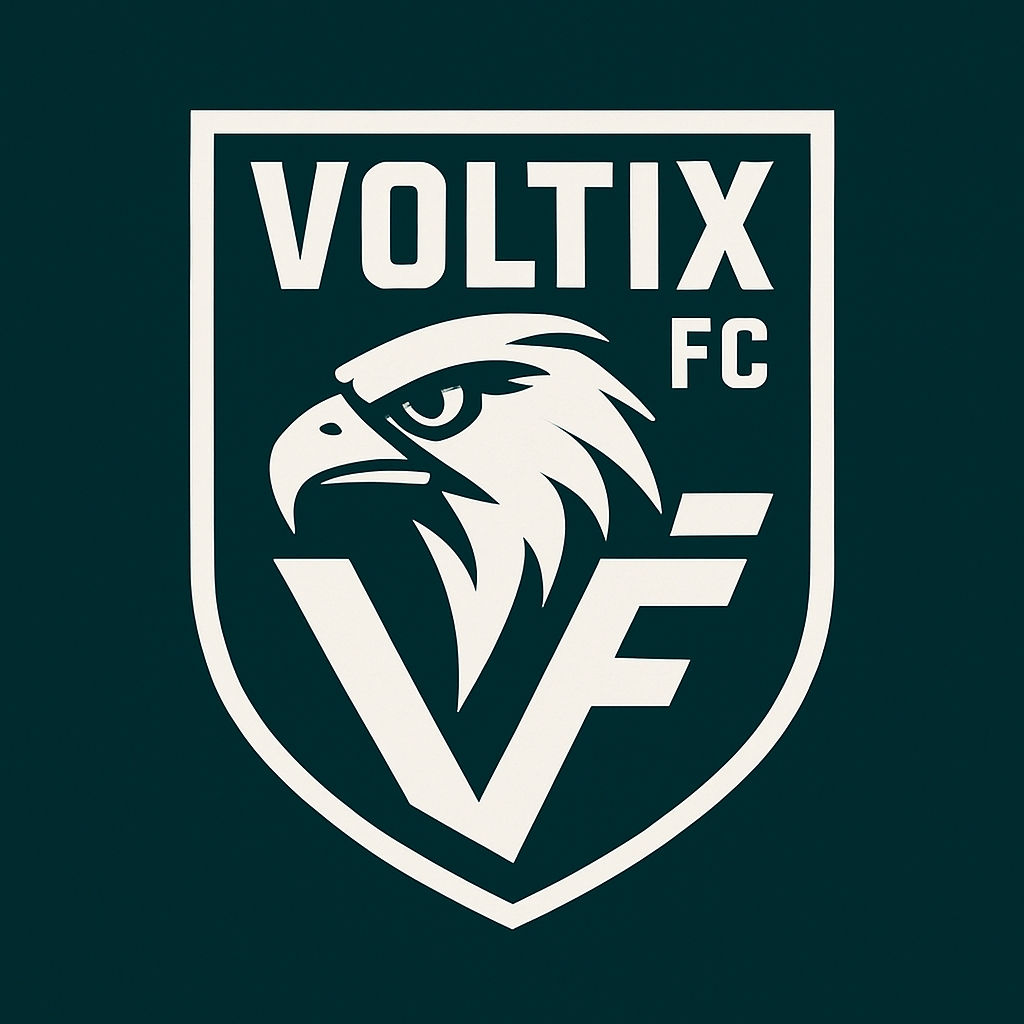 Bold Minimalist VOLTIX FC Eagle Shield Logo Design