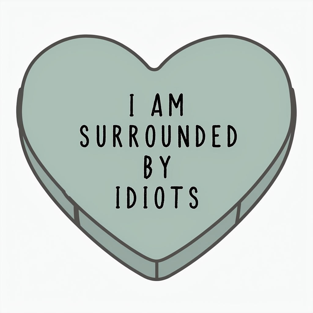 Heart-Shaped Candy with Funny Quote Sticker