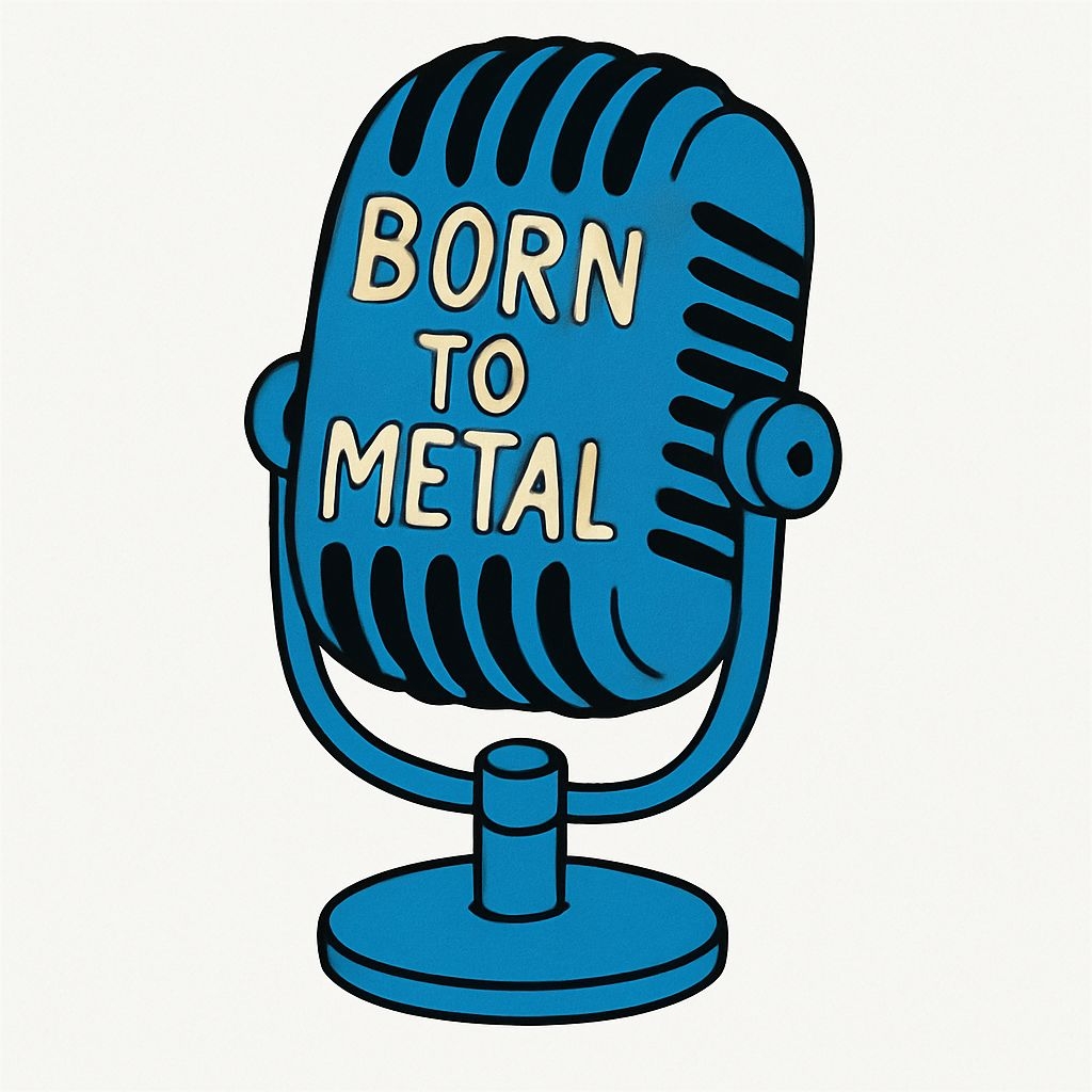 Vintage Microphone 'Born to Metal' Cartoon Sticker