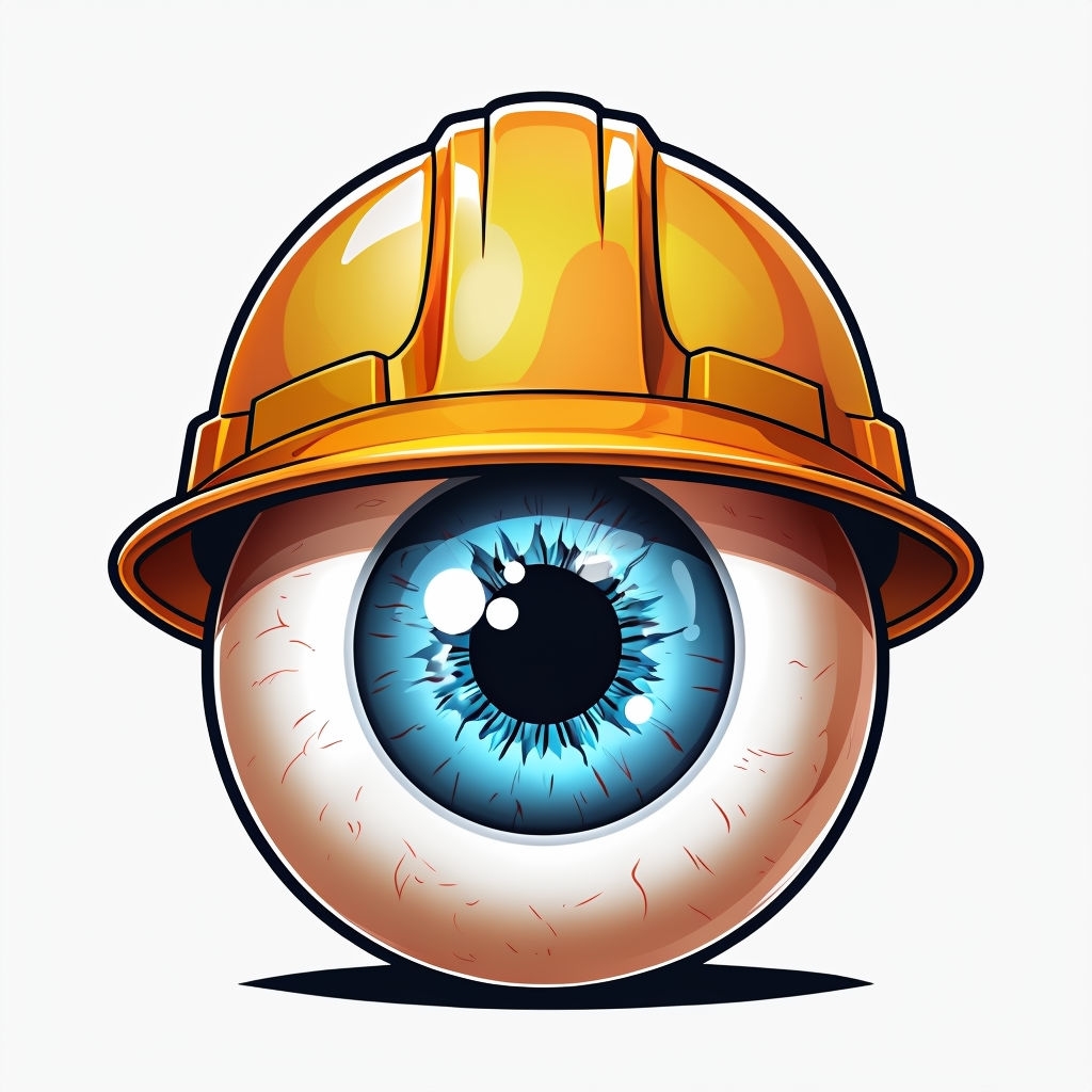 Whimsical Cartoon Eye with Safety Helmet Illustration Sticker