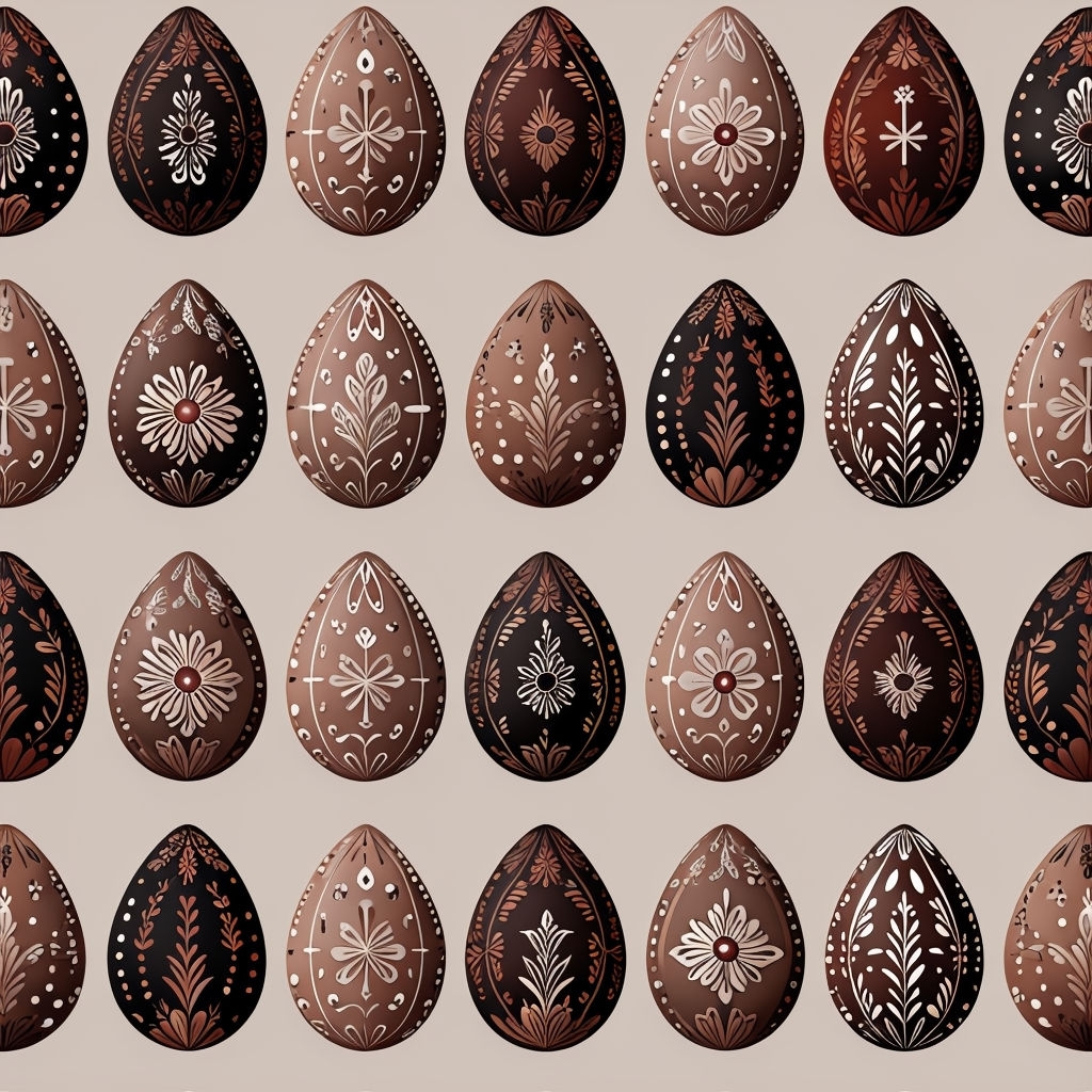Intricate Decorative Egg Pattern on Beige Background Seamless Pattern