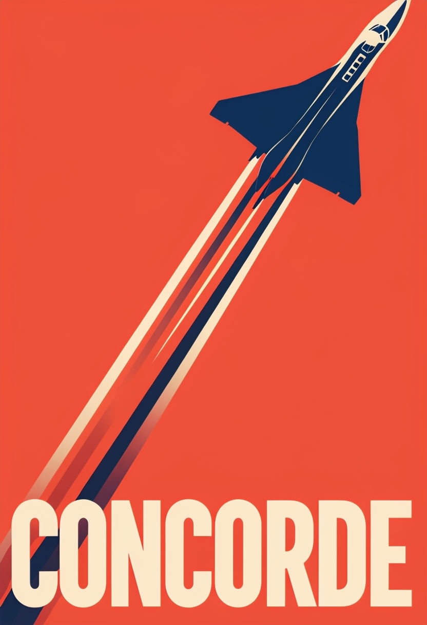 Vibrant Minimalist Concorde Aircraft Vector Illustration Poster