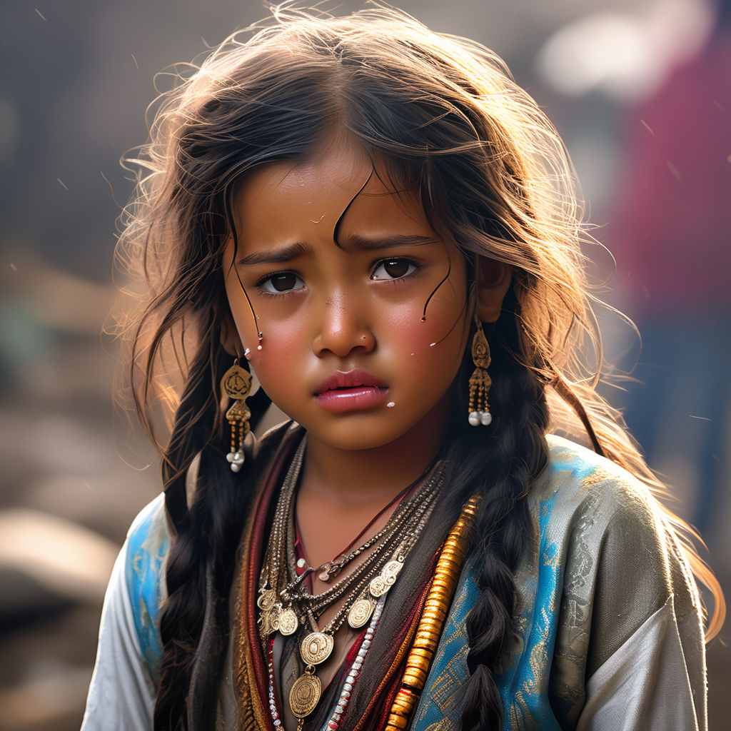 Kid nepali girl crying tear in her face potrait by BroMR Gaming ...