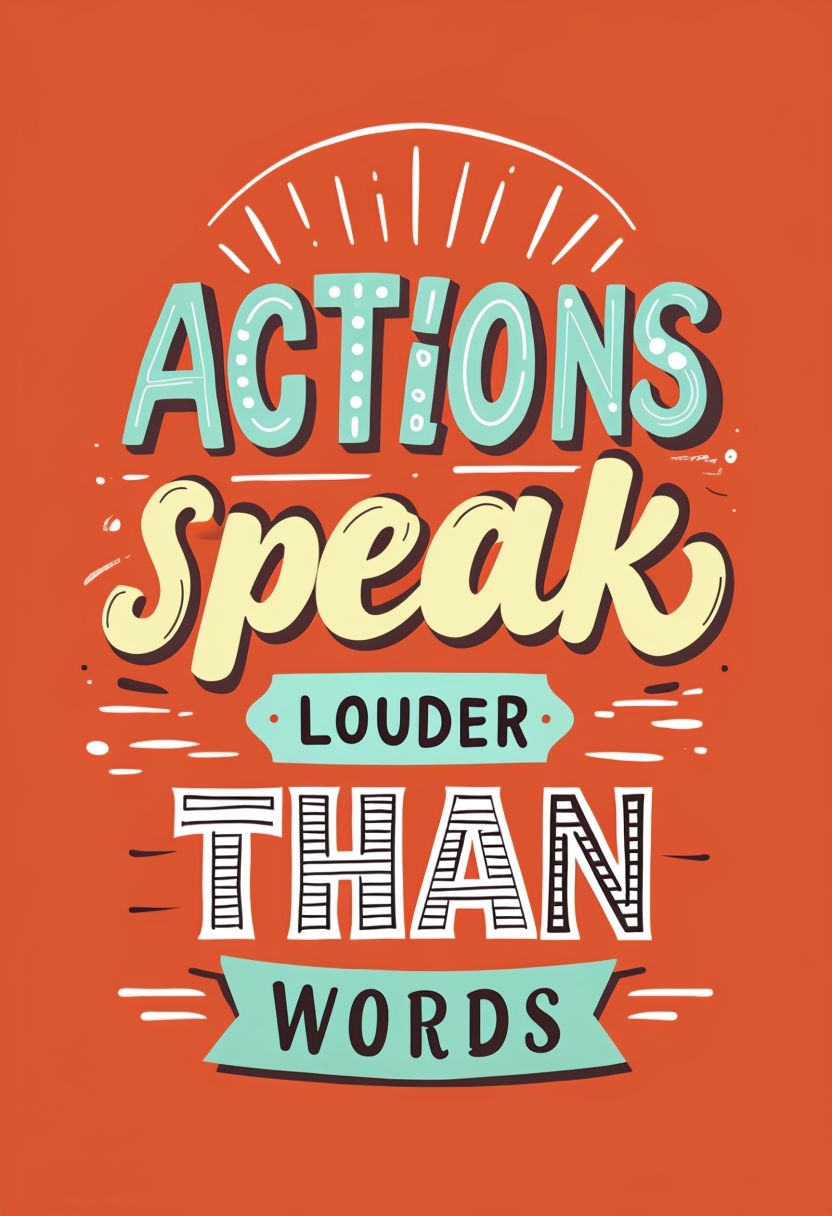 Motivational Actions Speak Louder Than Words Typography Poster