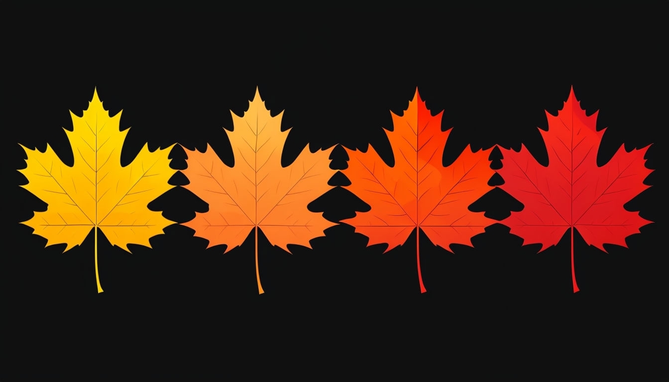 Stylized Autumn Maple Leaves in Vibrant Colors Virtual Background