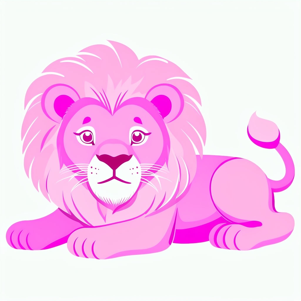 Playful Cartoon Pink Lion Illustration Sticker