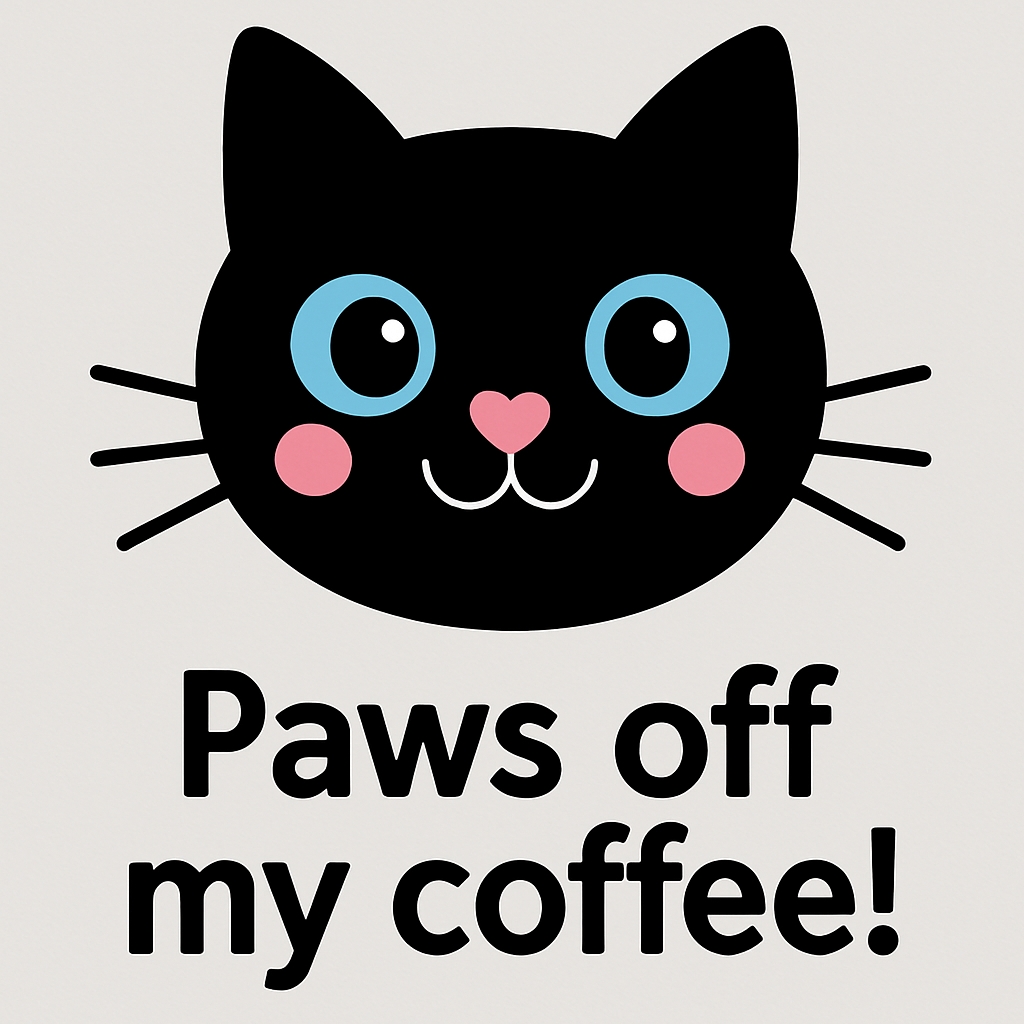 Cute Black Cat with Blue Eyes and Paws Off My Coffee Mug