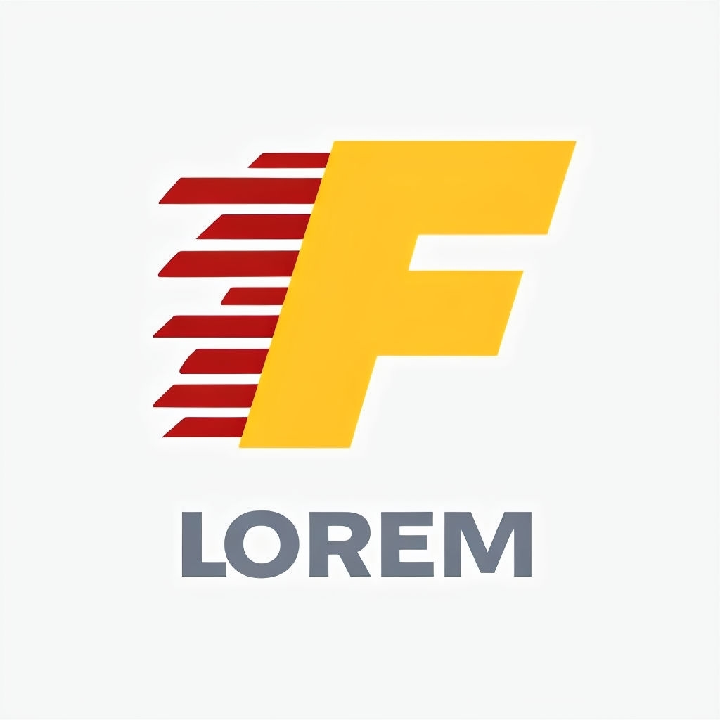 Stylized F Icon with Speed Slash and LOREM Text Logo