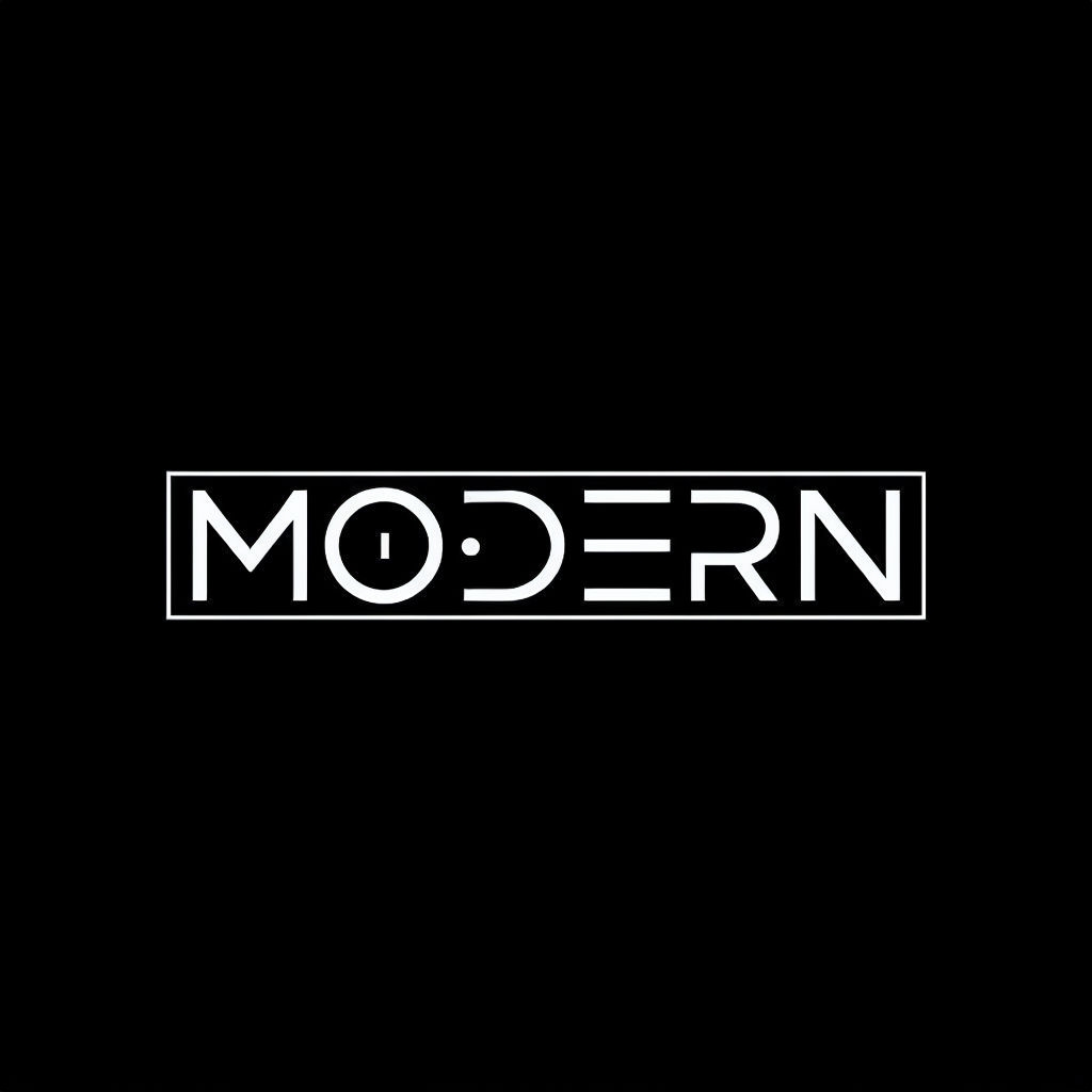 Sleek Minimalist MODERN Logo Design on Black Background Logo