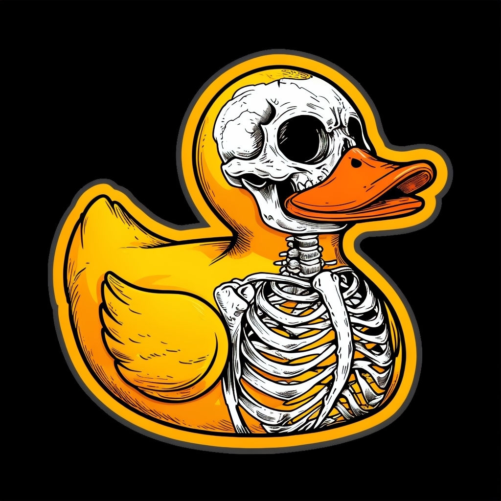 Anatomically Detailed Rubber Duck Skeleton Cartoon T-Shirt