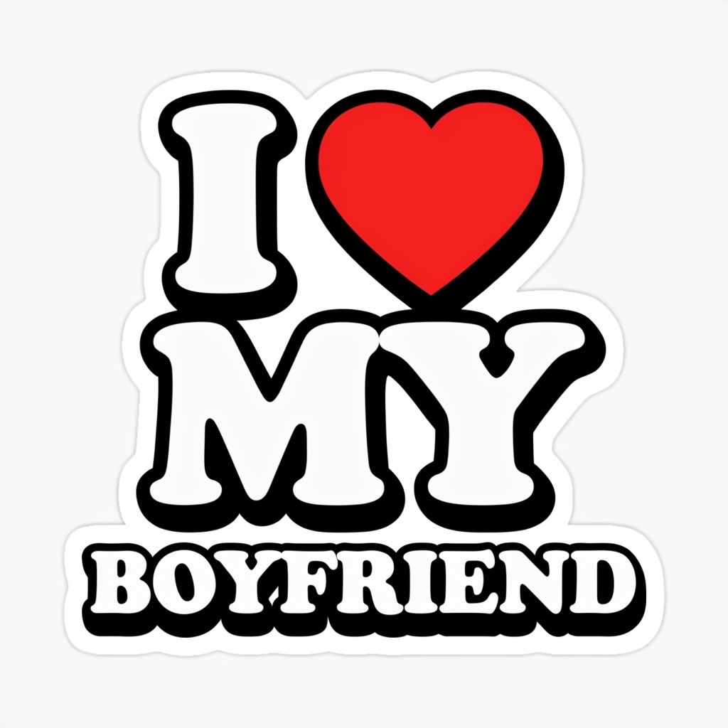 I ♥ My Boyfriend Retro Typography Sticker