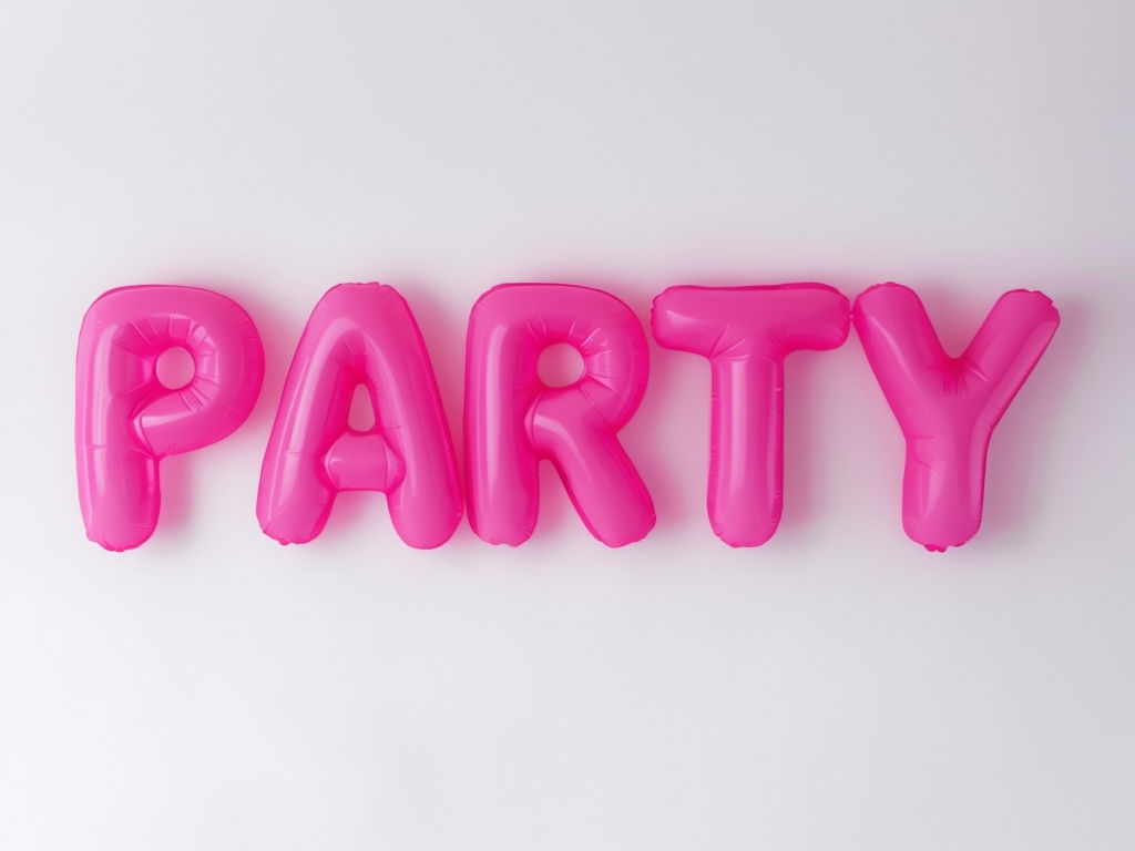 Vibrant Neon Pink PARTY Inflatable Letters Minimalist Poster