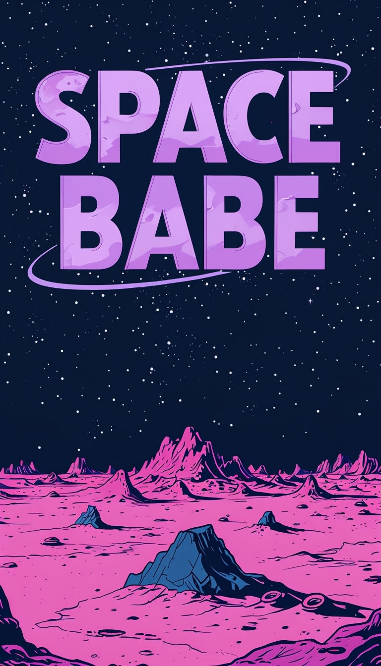 Surreal Space Babe Comic Book Illustration Poster