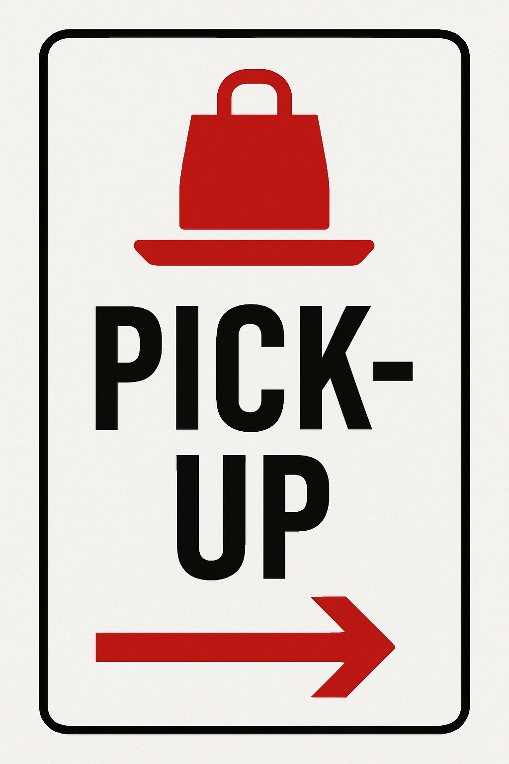 Minimalist 'PICK-UP' Handbag Traffic Sign Design for Events Sign