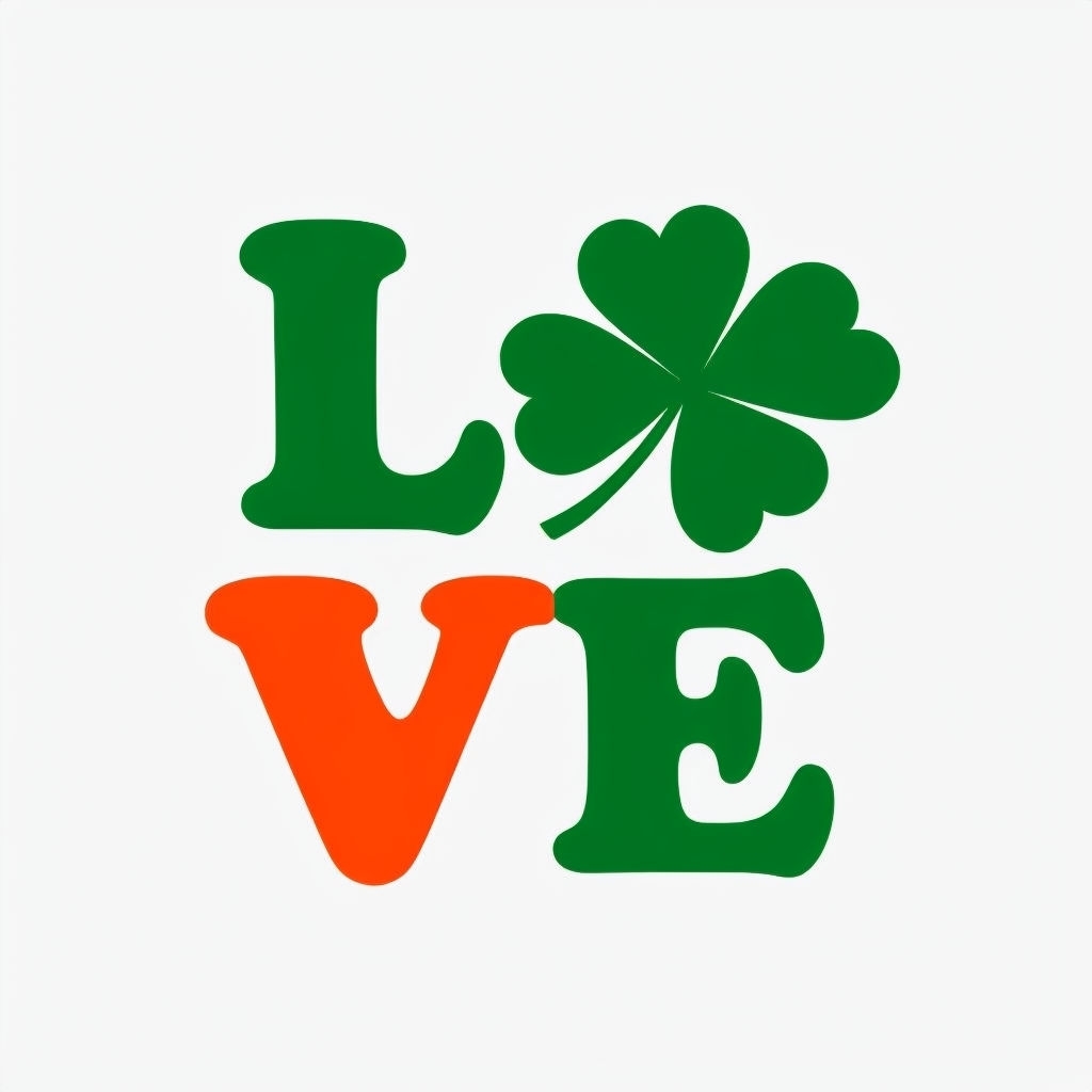 Retro Green and Orange Love Design with Shamrock Mug