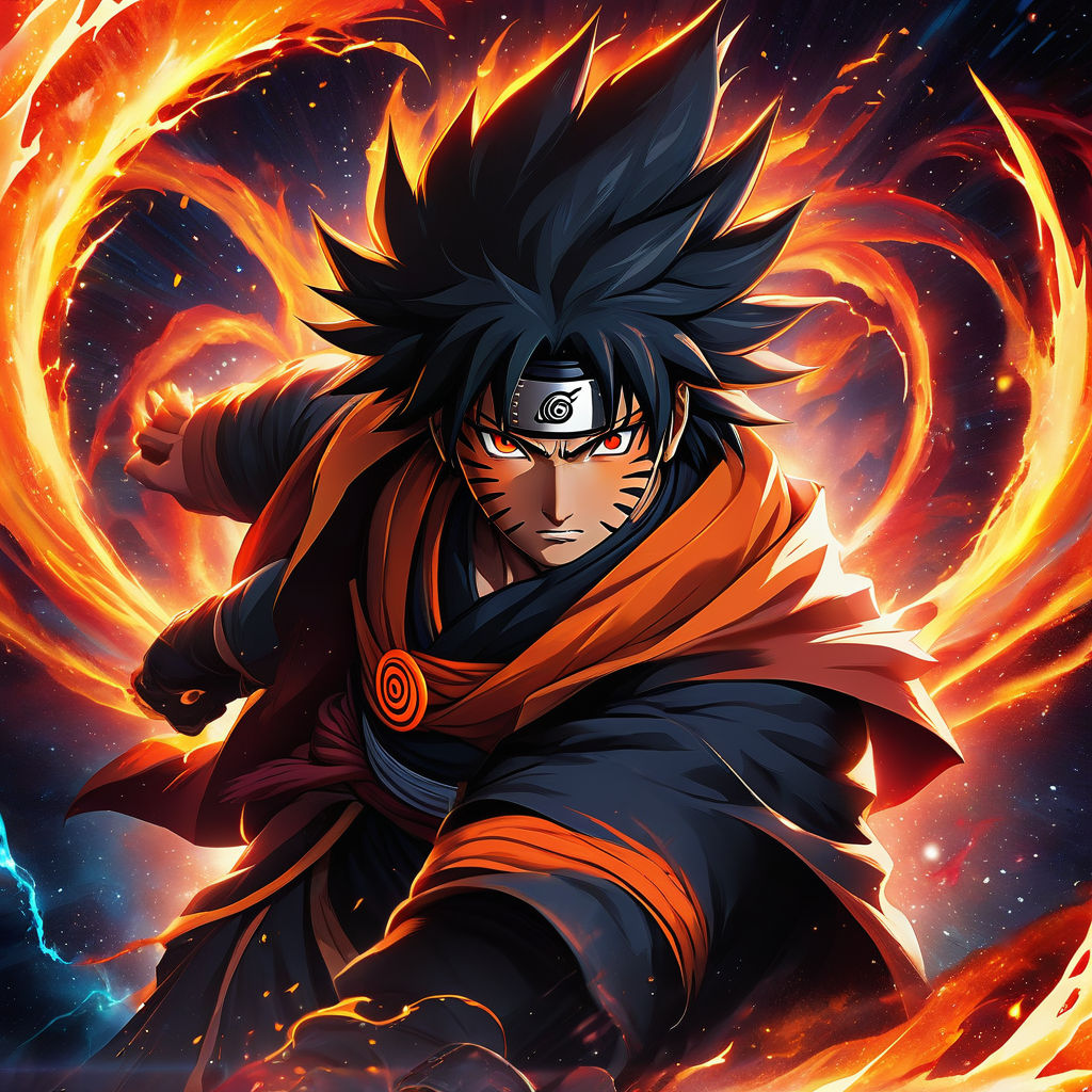 Naruto and Kurama intertwined in a powerful transformation by Nabin ...