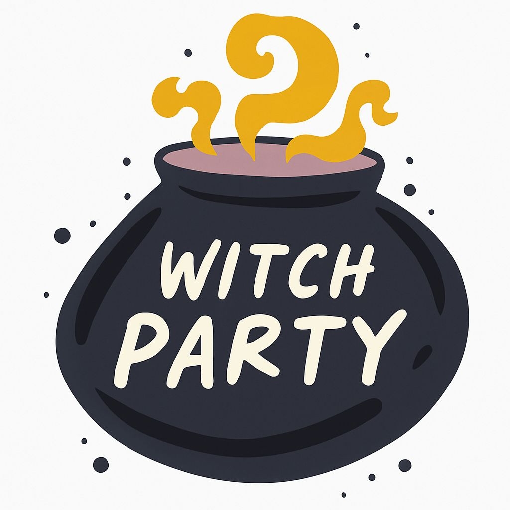 Whimsical Witch Party Cauldron Cartoon Illustration Sticker