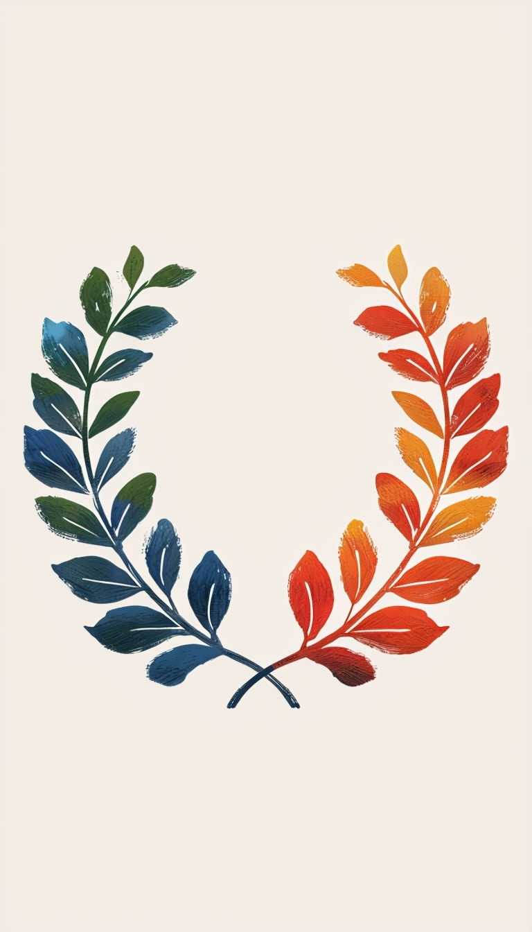 Symmetrical Gradient Laurel Wreaths Minimalist Digital Wallpaper
