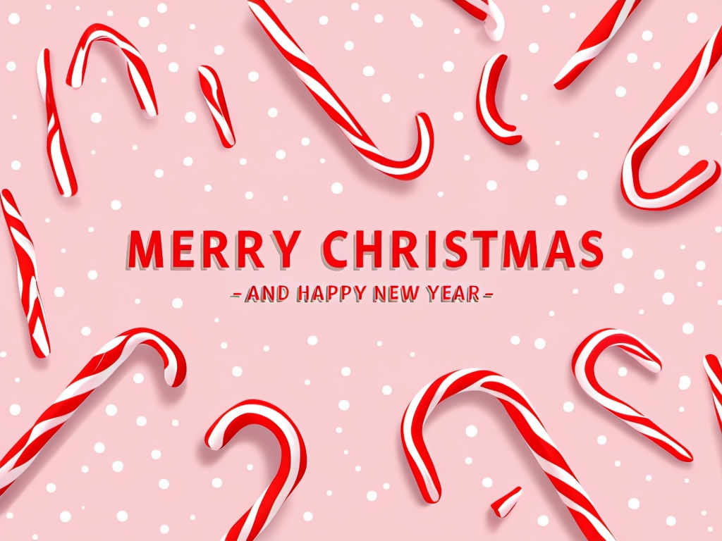 Festive Red and White Candy Cane Christmas Card Design