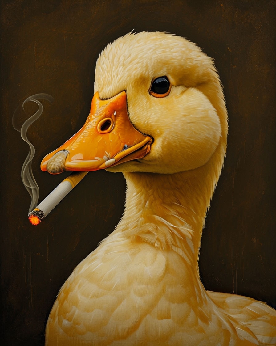 Surrealistic Anthropomorphic Duck with Cigarette Art