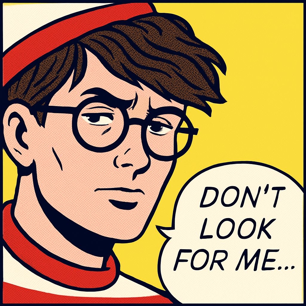 Annoyed Young Man in Comic Style with Don't Look for Me Speech Bubble Meme