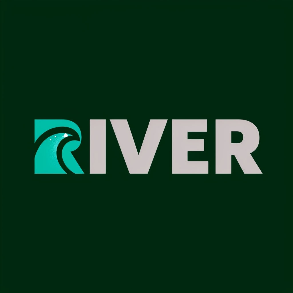 Minimalist River Logo with Geometric Wave Design
