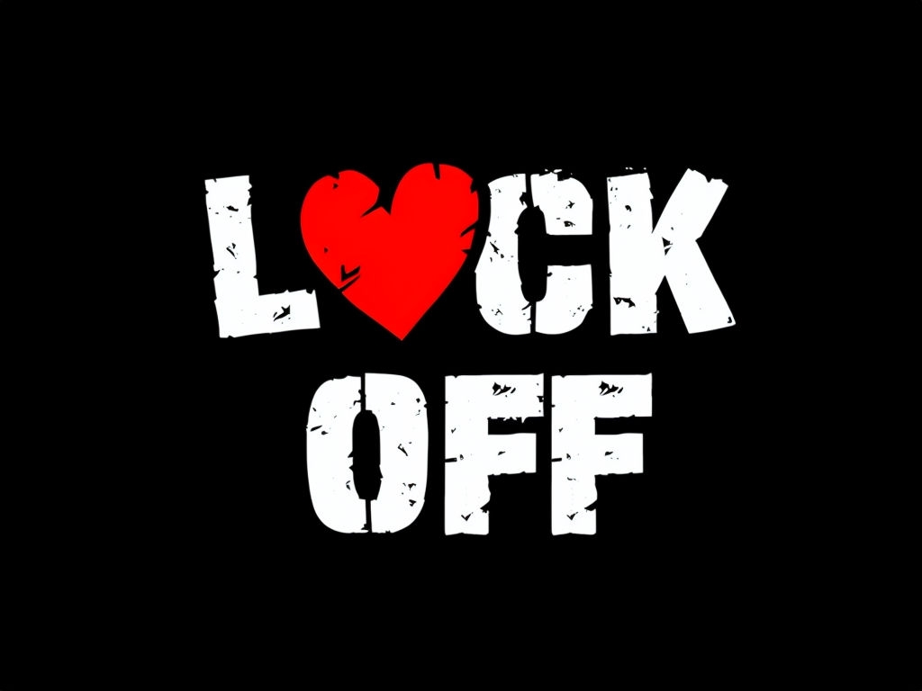 Distressed Black and White L☼CK OFF Design T-Shirt