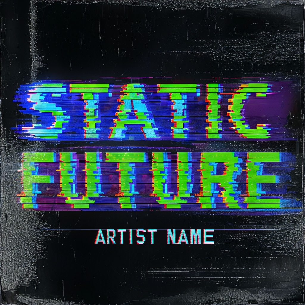 Glitching Text STATIC FUTURE with Digital Art Effects Spotify Album Cover