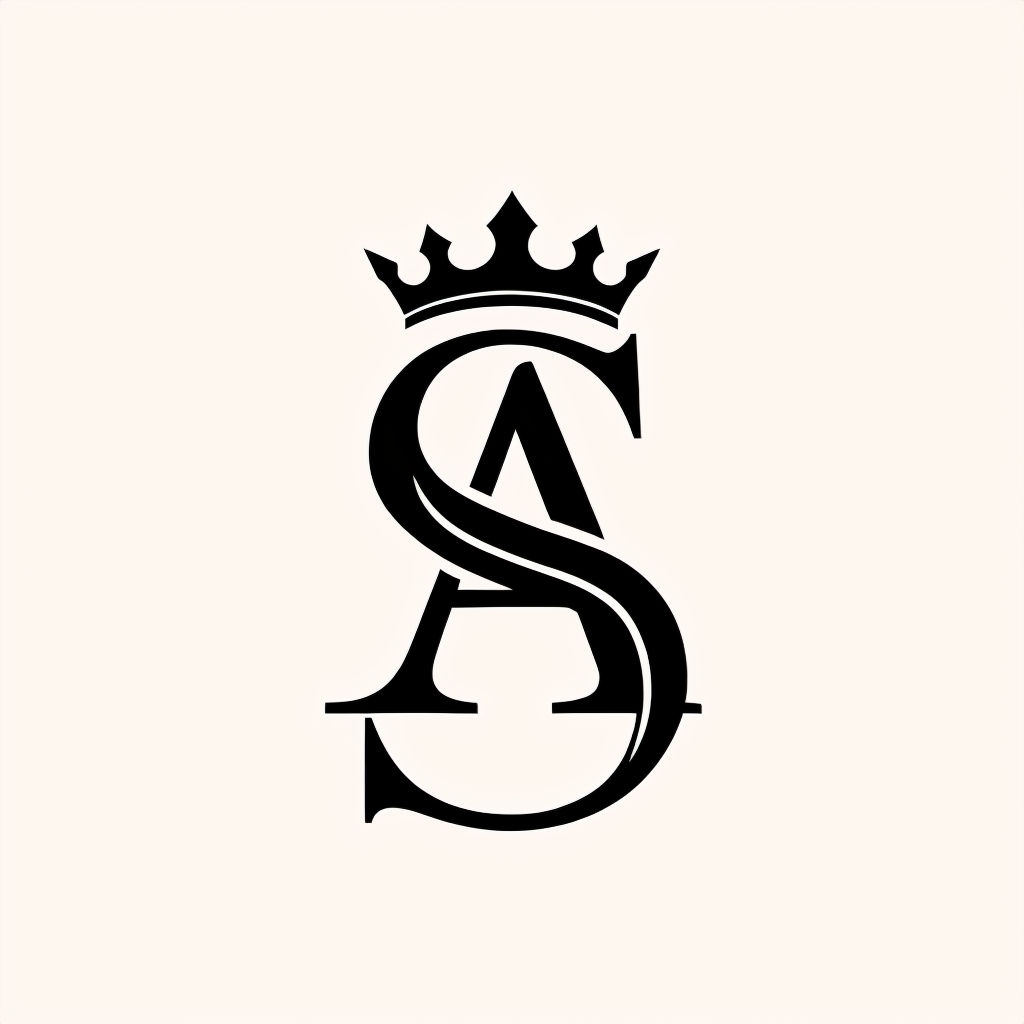Elegant Intertwined AS Logo with Crown Design Monogram