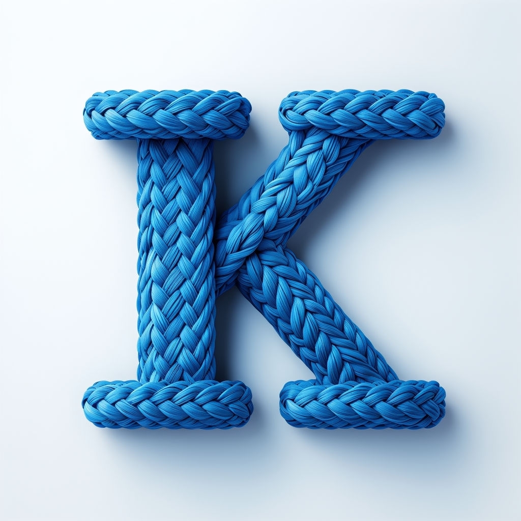 Sapphire Blue Braided Letter K Monogram Design