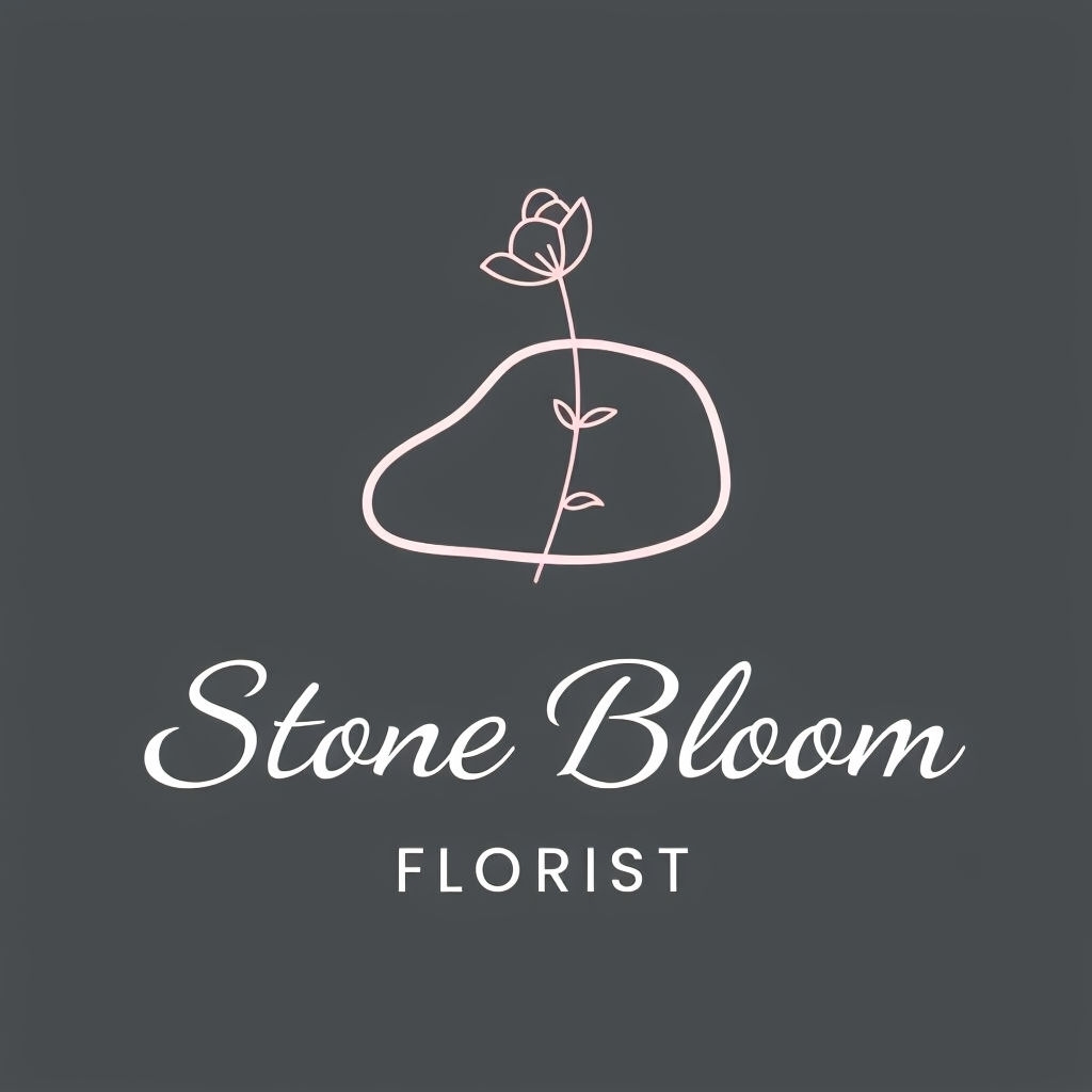 Elegant Minimalist Stone Bloom Florist Logo Design