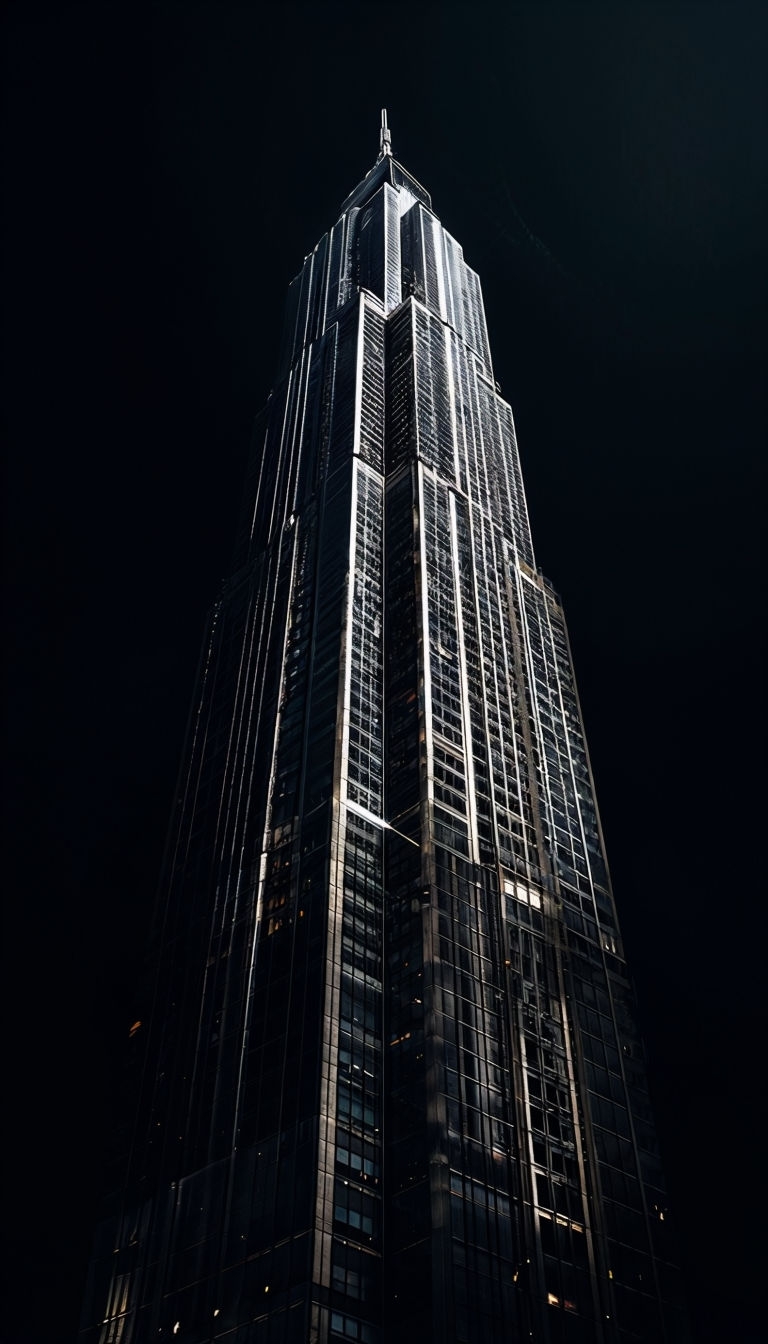 Dramatic Black Skyscraper Portrait with Urban Elegance Phone Case Cover