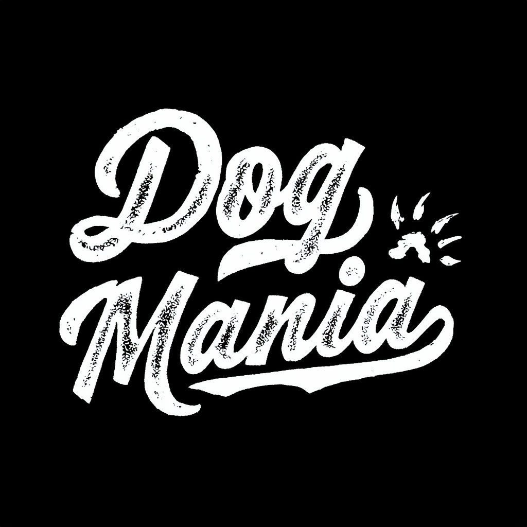 Dog Mania Bold Cursive Text Design on Black T-Shirt