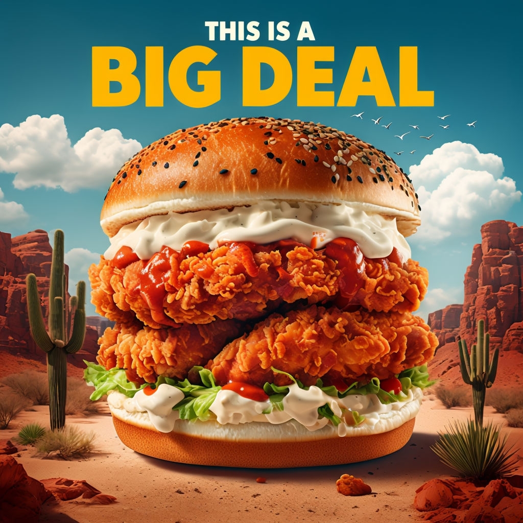 Giant Sandwich with Bold 'This Is a Big Deal' Text Social Media Post