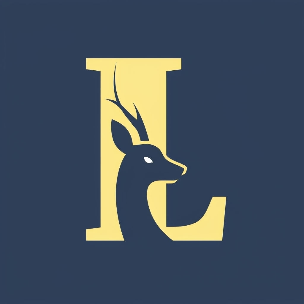 Elegant Minimalist Letter L with Deer Silhouette Monogram