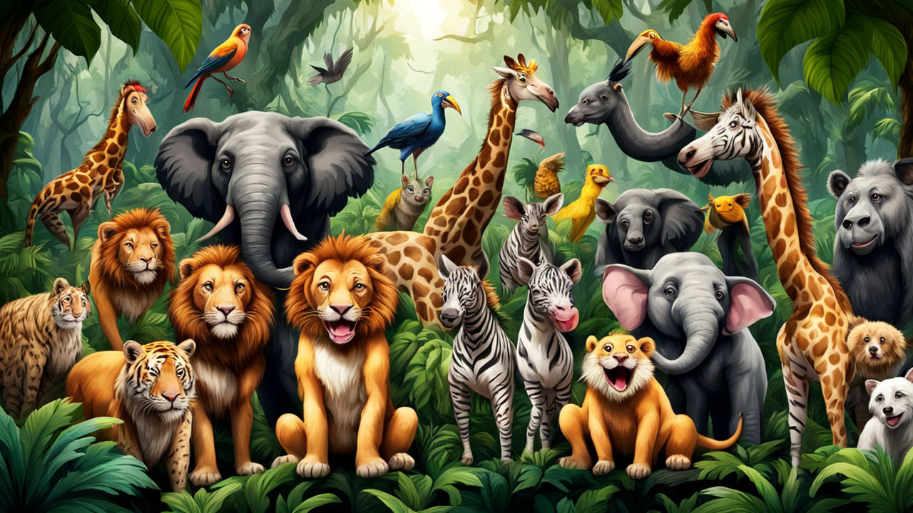 All animal together in jungle and very happy by M Shafiq - Playground