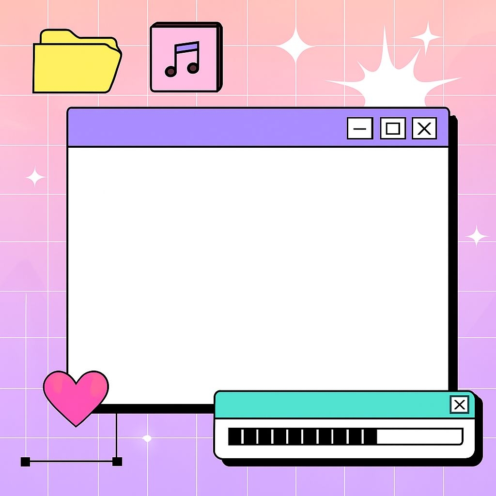 Stylized Computer Window Interface Art with Retro Vibes Social Media Post