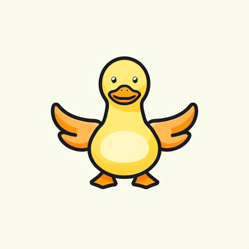 Cheerful Cartoon Yellow Duck Illustration Sticker