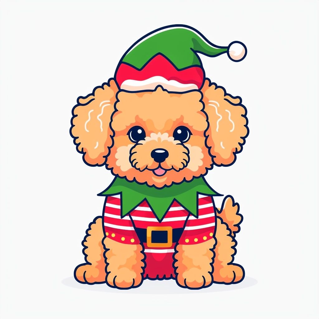 Adorable Fluffy Orange Dog in Christmas Elf Costume Mug