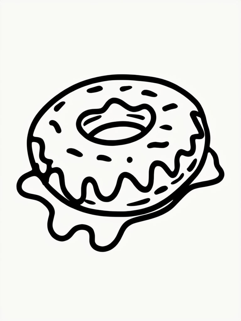 Minimalist Black Line Doughnut Illustration for Coloring Book Pages