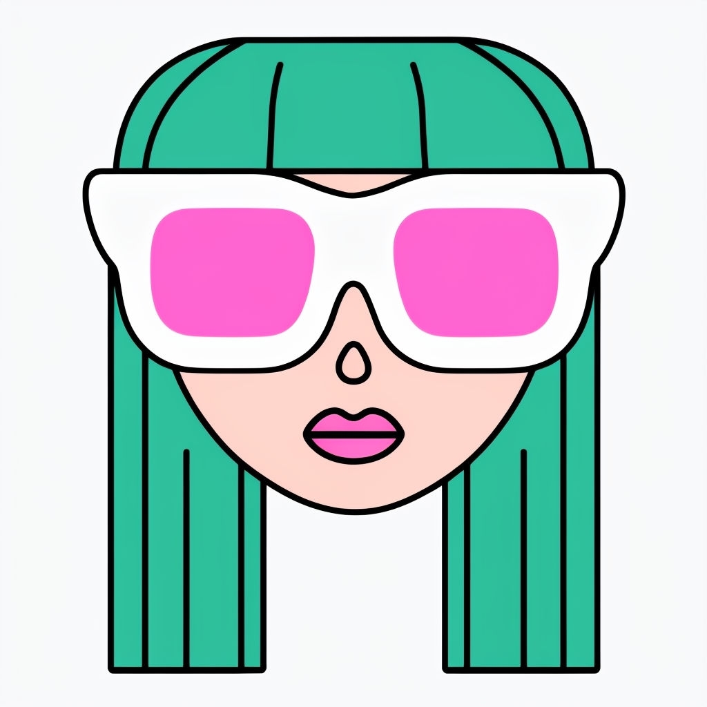 Minimalist Cartoon Character Face with Sunglasses Sticker