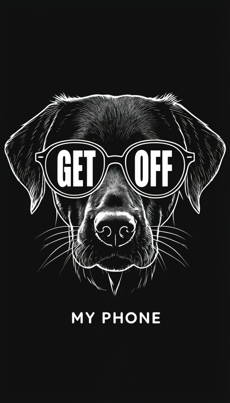 Humorous Black Labrador with Glasses and Text Mobile Wallpaper