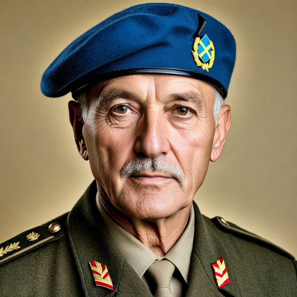 A modern photo portrait of a 60-year-old soldier of the Ukra... by ...