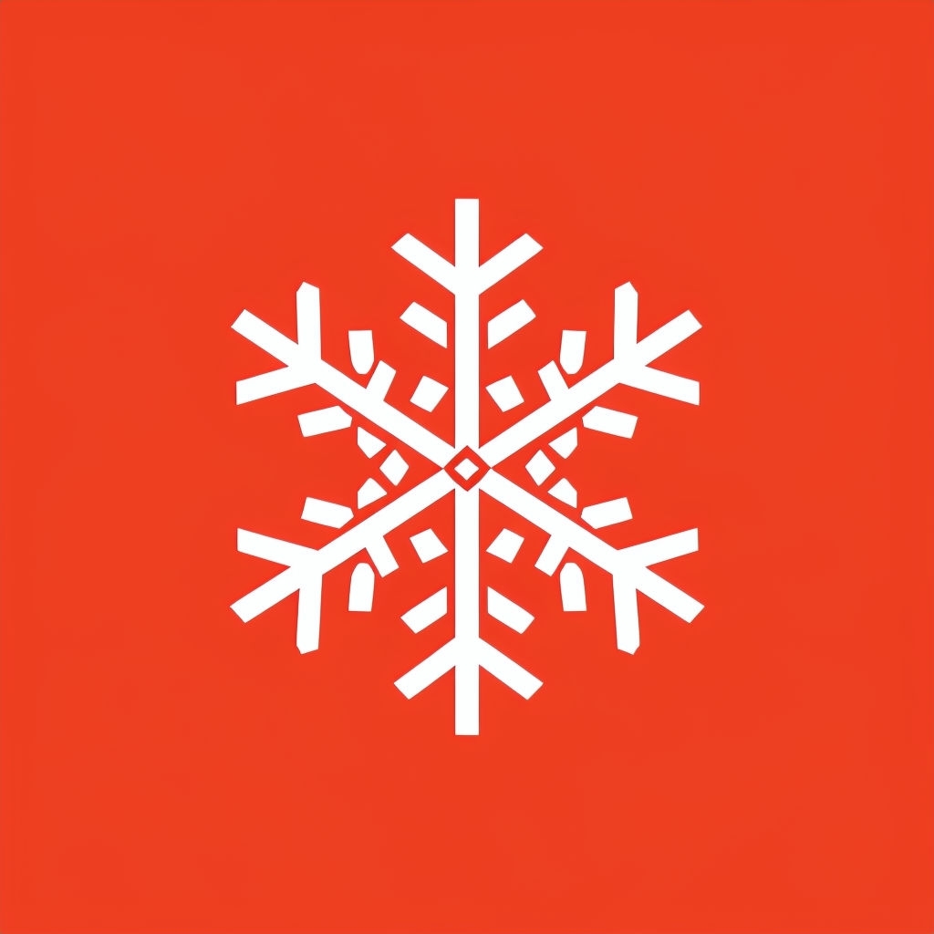 Minimalist White Snowflake Design on Vibrant Red Background Logo