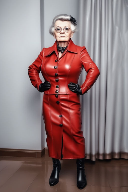 Old Strict Lady With Large Bust In A Skin Tight Leather Dres By Nathaly Muller Playground 9925